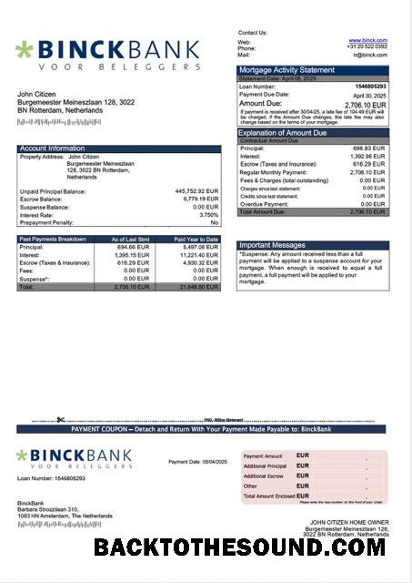 İndir Hollanda BinckBank İpotek Hesap Özeti Word and PDF Örnek şablon