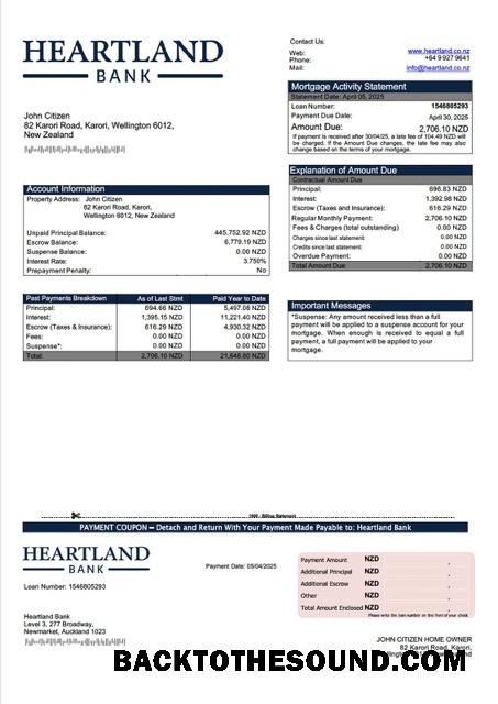 İndir Yeni Zelanda Heartland Banka İpotek Hesap Özeti Word and PDF Örnek tasarım