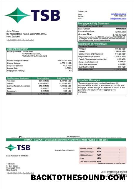 İndir Yeni Zelanda TSB Banka İpotek Hesap Özeti Word and PDF Örnek ön izleme