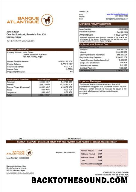 İndir Nijer Banque Atlantique Nijer İpotek Hesap Özeti Word and PDF Örnek tasarım