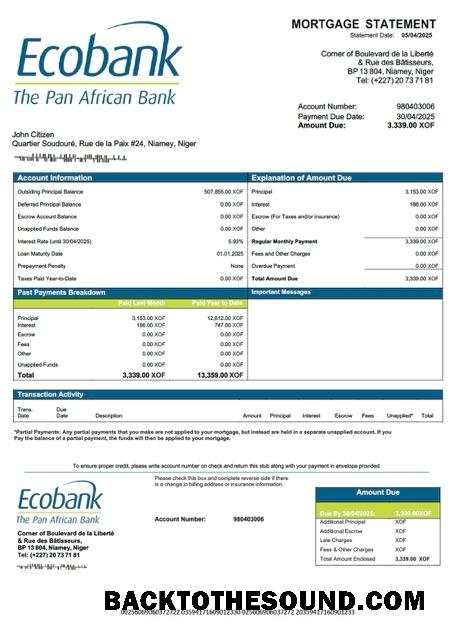 İndir Nijer Ecobank İpotek Hesap Özeti Word and PDF Örnek ön izleme
