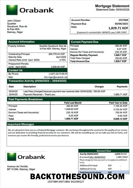 İndir Nijer Orabank İpotek Hesap Özeti Word and PDF Örnek taslak