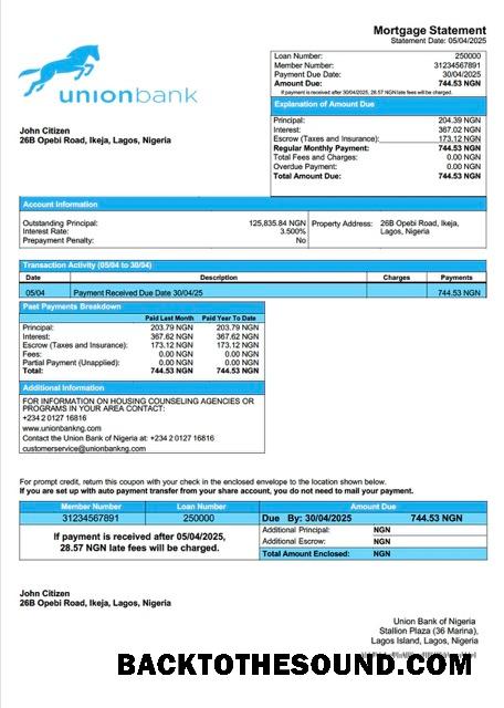 İndir Nijerya birlik Banka of Nijerya İpotek Hesap Özeti Word and PDF Örnek tasarım