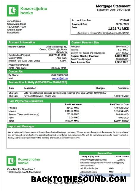 İndir Kuzey Makedonya Komercijalna Banka İpotek Hesap Özeti Word and PDF Örnek taslak