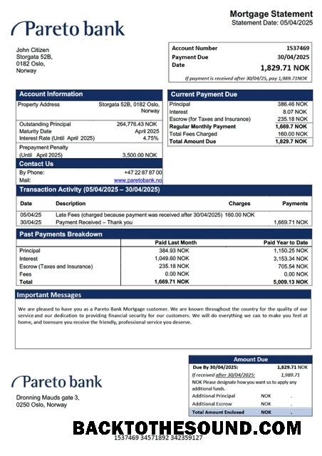 İndir Norveç Pareto Banka İpotek Hesap Özeti Word and PDF Örnek örnek
