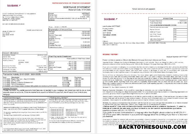İndir Pakistan Silkbank İpotek Hesap Özeti in Word and PDF Formatlar, 3 pages 1 2 Örnek tasarım