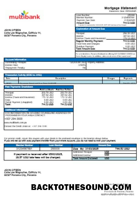 İndir Panama Multibank İpotek Hesap Özeti in Word and PDF Formatlar Örnek tasarım
