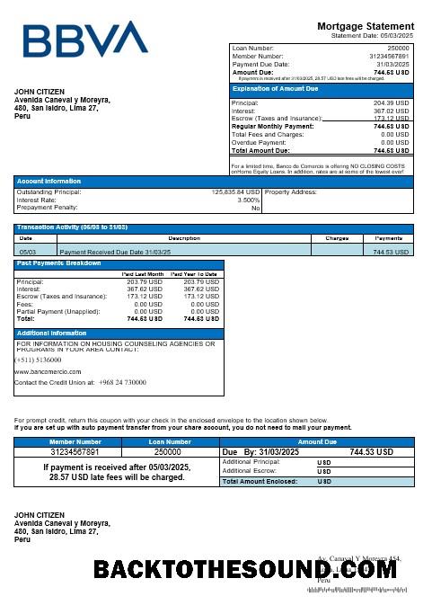 İndir Peru Banco de Comercio İpotek Hesap Özeti in Word and PDF Formatlar Örnek tasarım
