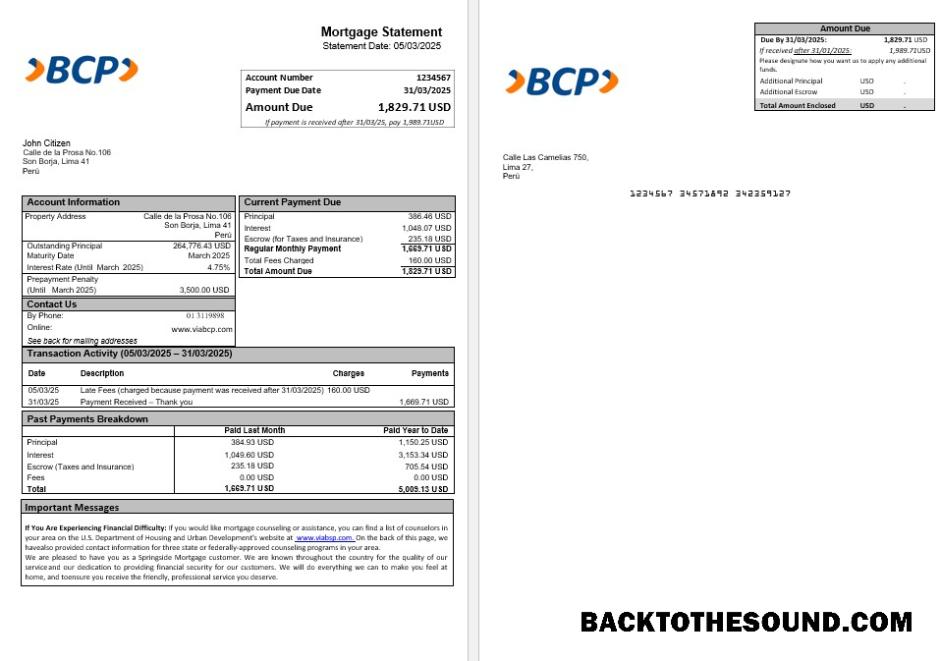 İndir Peru Banco de Credito (BCP) İpotek Hesap Özeti in Word and PDF Formatlar Örnek örnek