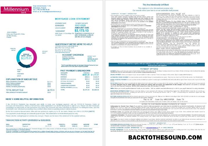 İndir Polonya Millennium Banka İpotek Hesap Özeti in Word and PDF Formatlar 1 2 Örnek ön izleme
