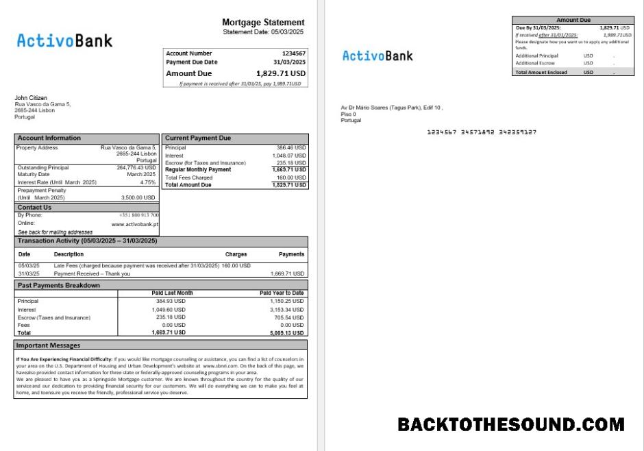 İndir Portekiz Activobank İpotek Hesap Özeti in Word and PDF Formatlar Örnek şablon