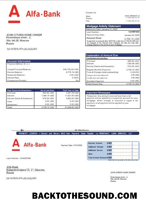 İndir Rusya Alfa Banka İpotek Hesap Özeti in Word and PDF Formatlar Örnek örnek