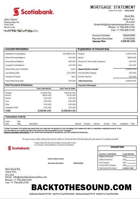 İndir Saint Lucia Scotiabank İpotek Hesap Özeti in Word and PDF Formatlar Örnek tasarım