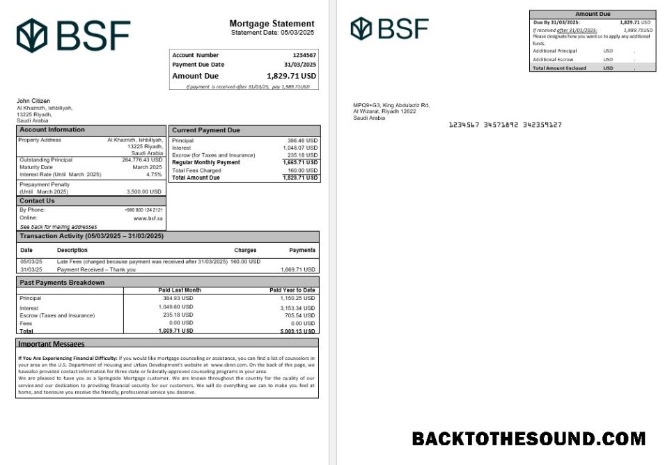 İndir Suudi Arabistan Banque Saudi Fransi İpotek Hesap Özeti in Word and PDF Formatlar Örnek taslak