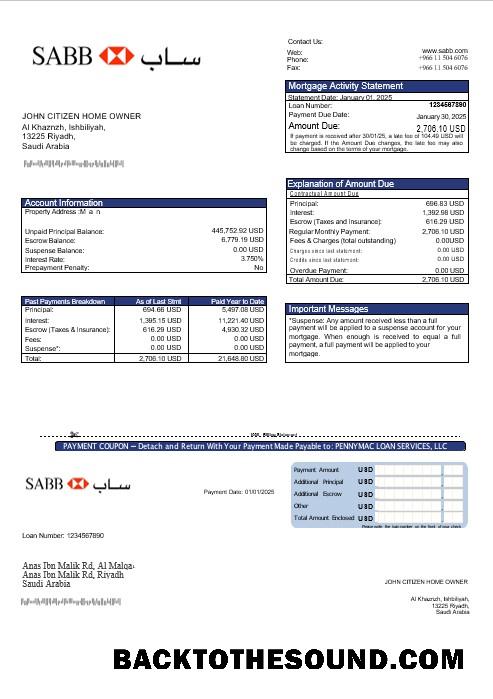 İndir Suudi Arabistan SABB Banka İpotek Hesap Özeti in Word and PDF Formatlar Örnek örnek