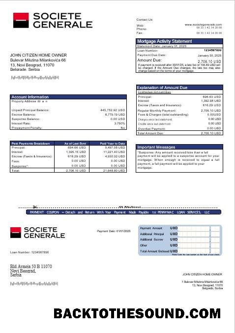 İndir Sırbistan Societe Generale Banka İpotek Hesap Özeti in Word and PDF Formatlar Örnek tasarım
