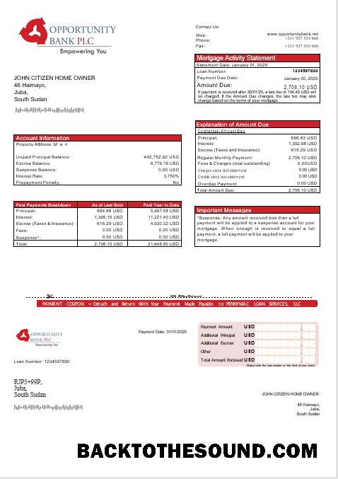 İndir Güney Sudan Opportunity Banka İpotek Hesap Özeti in Word and PDF Formatlar Örnek tasarım