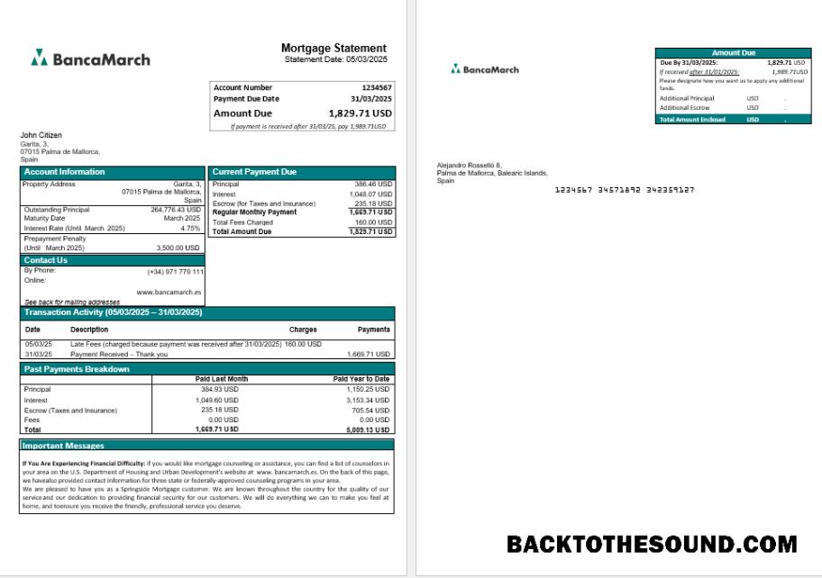 İndir İspanya Banca March İpotek Hesap Özeti in Word and PDF Formatlar Örnek ön izleme
