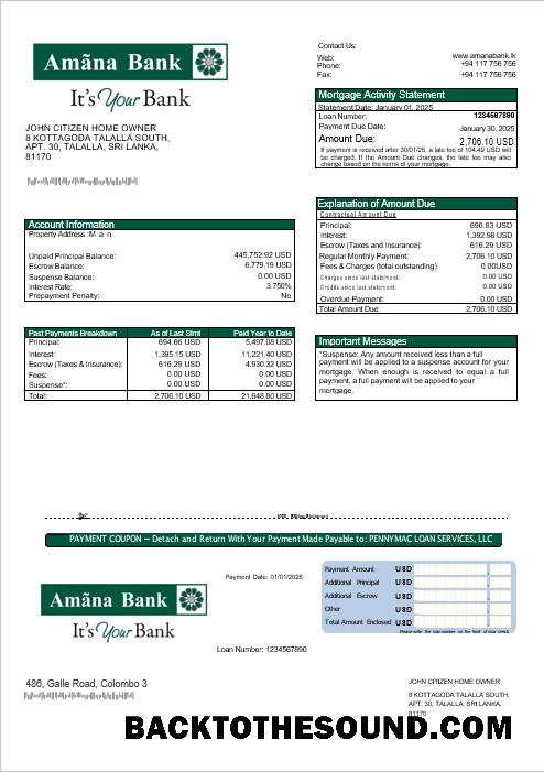 İndir Sri Lanka Amana Banka İpotek Hesap Özeti in Word and PDF Formatlar Örnek tasarım