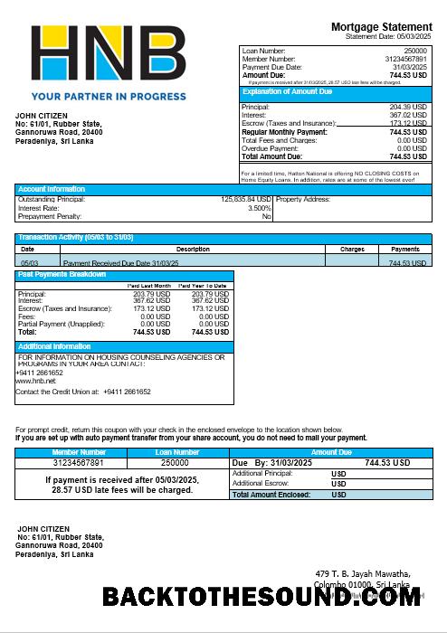 İndir Sri Lanka Hatton ulusal Banka İpotek Hesap Özeti in Word and PDF Formatlar Örnek örnek