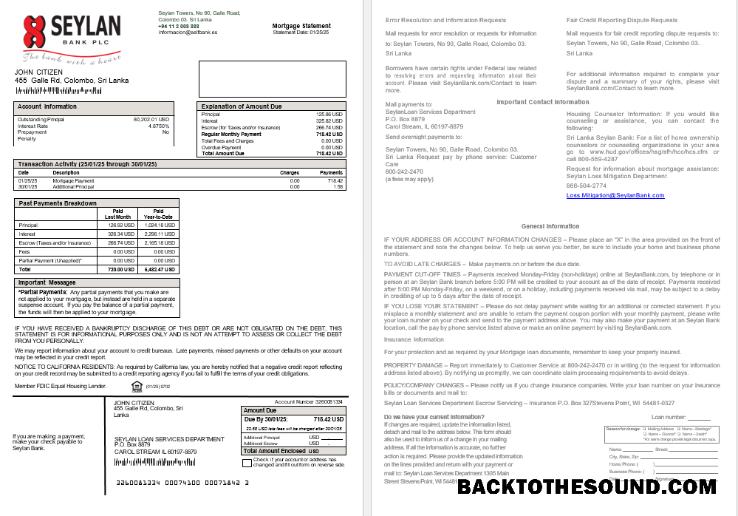 İndir Sri Lanka Seylan Banka İpotek Hesap Özeti, 2 pages Örnek taslak