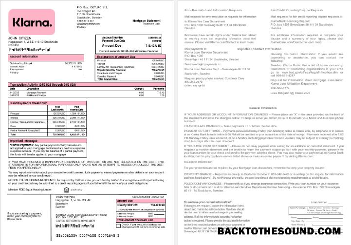 İndir İsveç Klarna Banka İpotek Hesap Özeti in Word and PDF Formatlar Örnek örnek