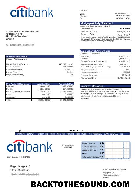 İndir Swedish Citibank İpotek Hesap Özeti in Word and PDF Formatlar Örnek örnek