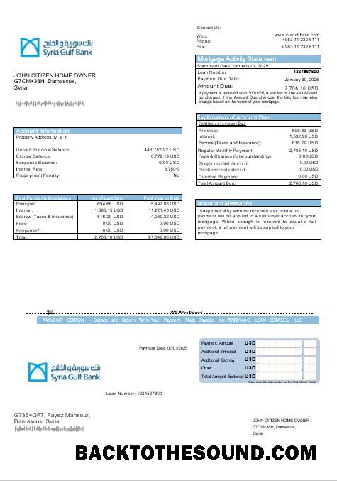 İndir Syrian Gulf Banka İpotek Hesap Özeti in Word and PDF Formatlar Örnek şablon