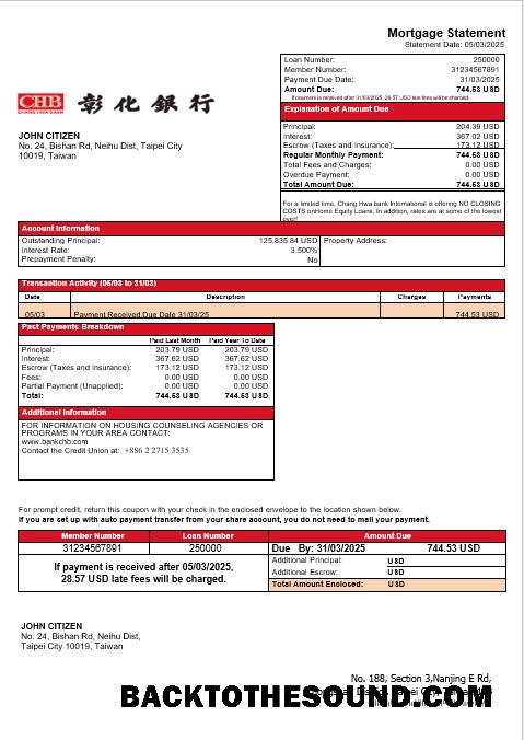 İndir Tayvan Chang Hwa Banka İpotek Hesap Özeti in Word and PDF Formatlar Örnek örnek