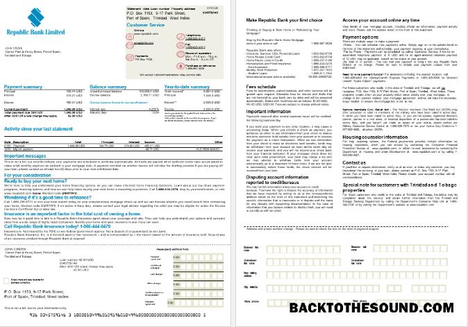 İndir Trinidad ve Tobago Republic Banka İpotek Hesap Özeti in Word and PDF Formatlar, 2 pages Örnek tasarım