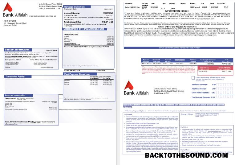 İndir BAE Abu Dhabi Banka Alfalah İpotek Hesap Özeti in Word and PDF Formatlar, 3 pages 1 2 Örnek tasarım