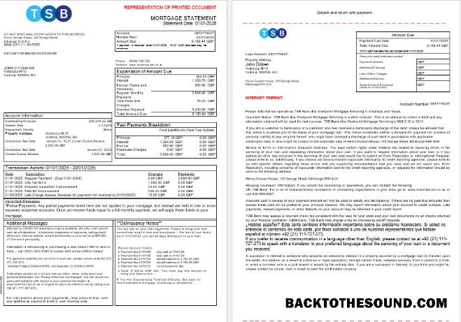 İndir Birleşik Krallık TSB Banka İpotek Hesap Özeti in Word and PDF Formatlar, 3 pages 1 2 Örnek örnek