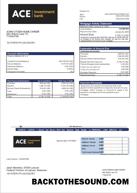 İndir ABD ACE Banka İpotek Hesap Özeti in Word and PDF Formatlar Örnek ön izleme