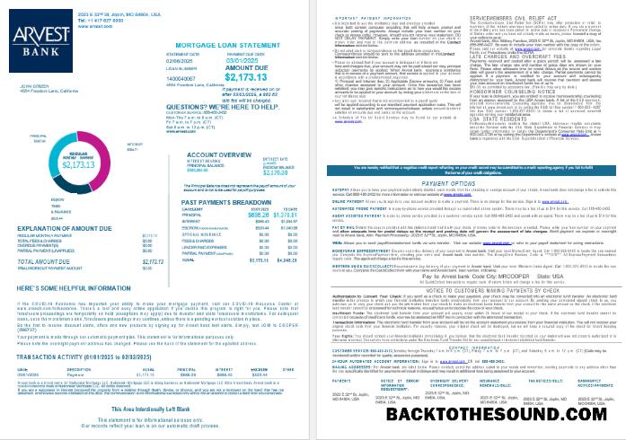 İndir ABD Arvest Banka İpotek Kredi Hesap Özeti in Word and PDF Formatlar , 4 pages 1 2 Örnek ön izleme