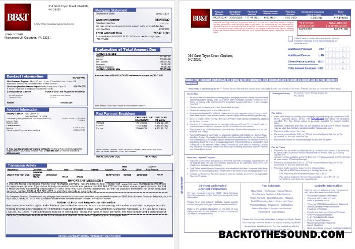 İndir ABD BB&T Corp. Banka İpotek Hesap Özeti in Word and PDF Formatlar, 3 pages 1 2 Örnek örnek