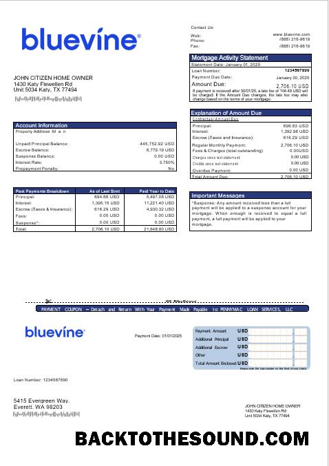 İndir ABD Bluevine Banka İpotek Hesap Özeti in Word and PDF Formatlar Örnek örnek
