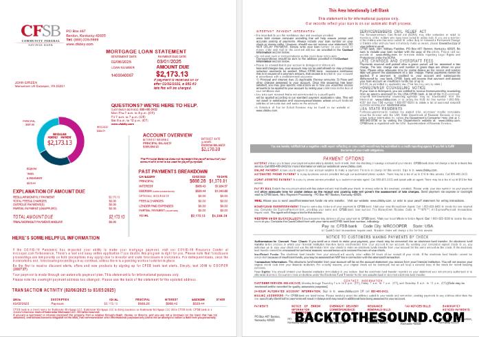 İndir ABD CFSB Banka İpotek Kredi Hesap Özeti in Word and PDF Formatlar , 4 pages 1 2 Örnek şablon