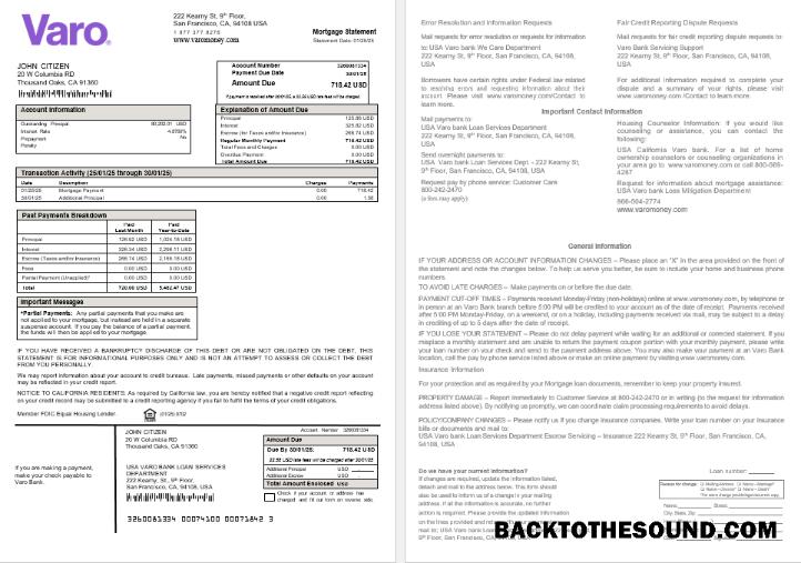 İndir ABD California Varo Banka İpotek Hesap Özeti in Word and PDF Formatlar Örnek örnek