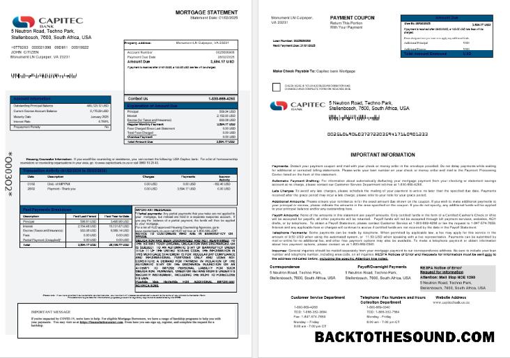 İndir ABD Capitec Banka İpotek Hesap Özeti in Word and PDF Formatlar 1 2 Örnek örnek