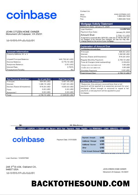 İndir ABD Coinbase İpotek Hesap Özeti in Word and PDF Formatlar Örnek şablon