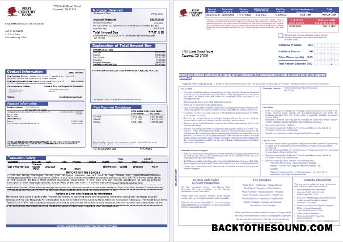 İndir ABD First Century Banka İpotek Hesap Özeti in Word and PDF Formatlar, 3 pages 1 2 Örnek tasarım