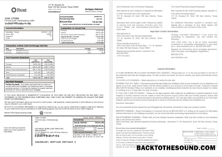 İndir ABD Frost Banka İpotek Hesap Özeti in Word and PDF Formatlar Örnek ön izleme