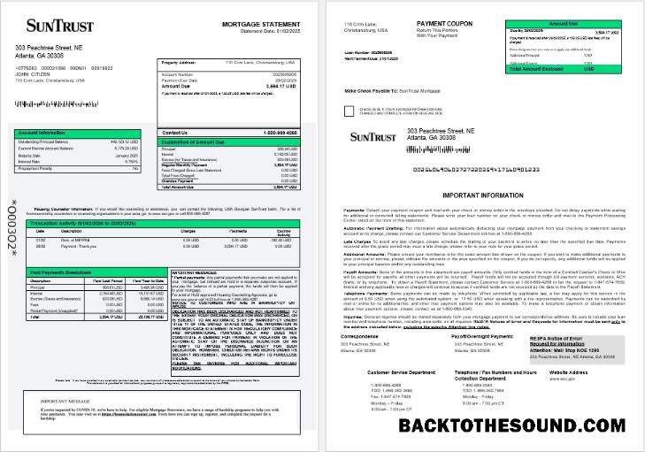 İndir ABD Georgian SunTrust Banka İpotek Hesap Özeti in Word and PDF Formatlar 1 2 Örnek taslak