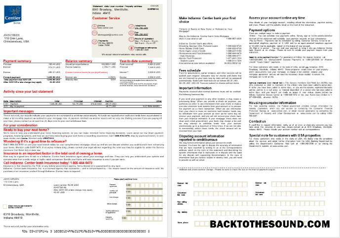 İndir ABD Indianna Centier Banka İpotek Hesap Özeti in Word and PDF Formatlar, 2 pages Örnek taslak