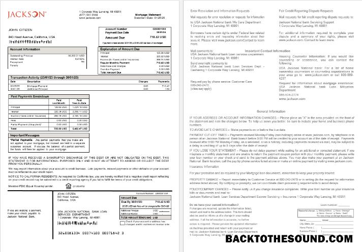 İndir ABD Jackson ulusal Banka İpotek Hesap Özeti in Word and PDF Formatlar Örnek şablon