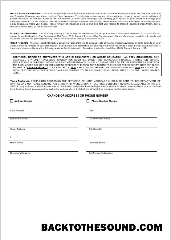 İndir ABD MidFlorida Kredi birlik Banka İpotek Hesap Özeti in Word and PDF Formatlar Örnek ön izleme