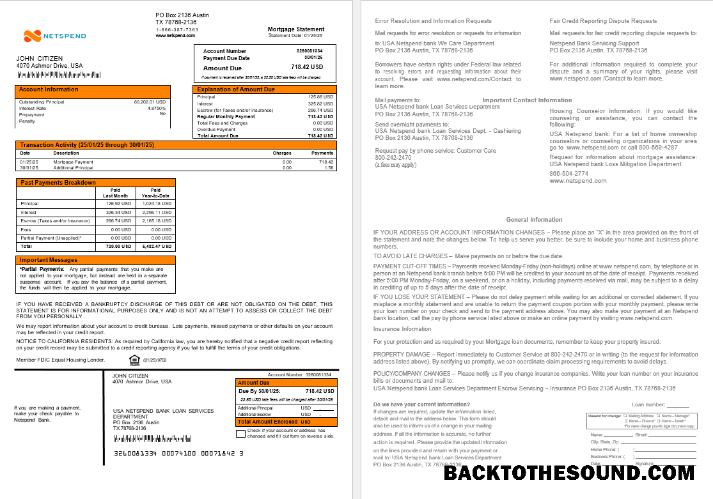 İndir ABD Netspend Banka İpotek Hesap Özeti in Word and PDF Formatlar Örnek taslak