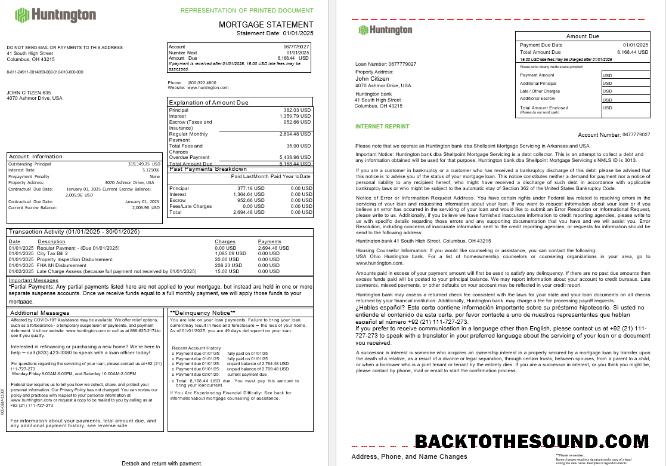 İndir ABD Ohio Huntington Banka İpotek Hesap Özeti in Word and PDF Formatlar, 3 pages 1 2 Örnek ön izleme