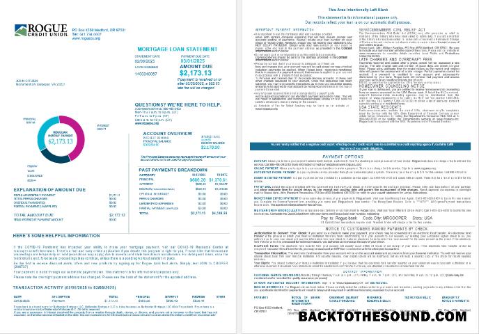 İndir ABD Oregon Rogue Banka İpotek Kredi Hesap Özeti in Word and PDF Formatlar , 4 pages 1 2 Örnek taslak