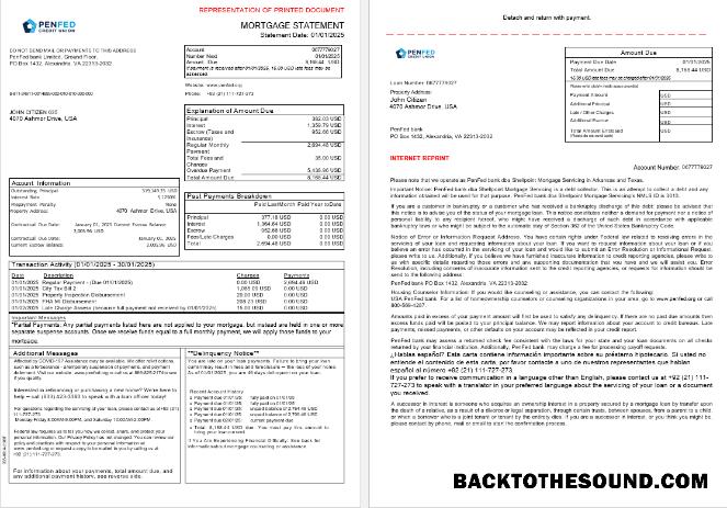 İndir ABD Pentagon Federal Kredi birlik İpotek Hesap Özeti in Word and PDF Formatlar, 3 pages Örnek şablon